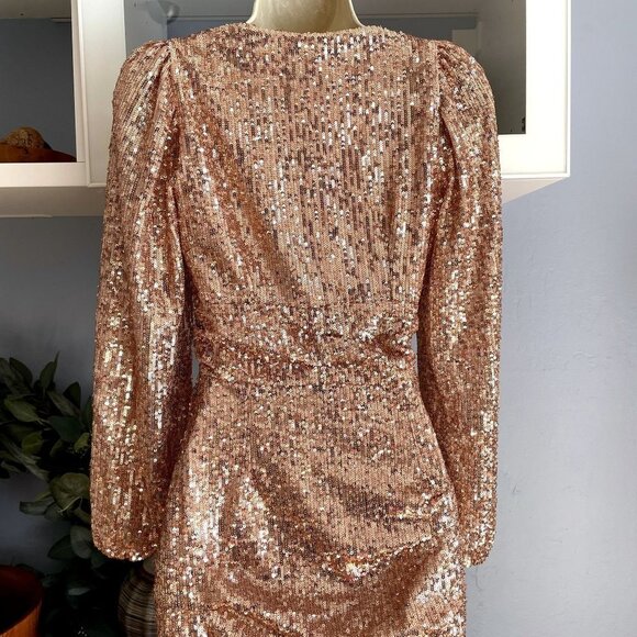 Maje Ripaillette Ruched Sequin Mesh Mini Dress - Picture 6 of 8